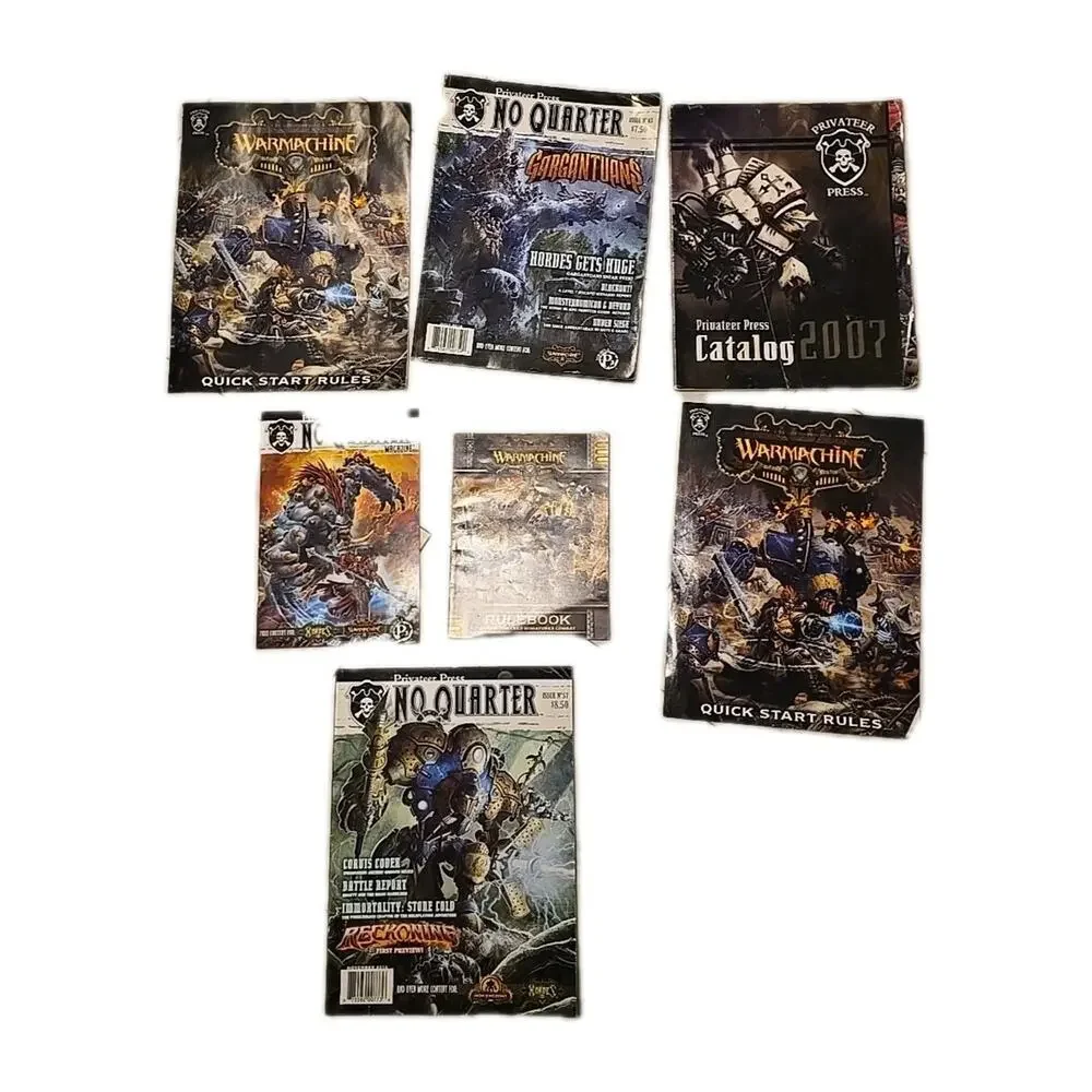Lot of 7 Vintage Privateer Press No Quarter and Warmachine RPG Catalog Magazines
